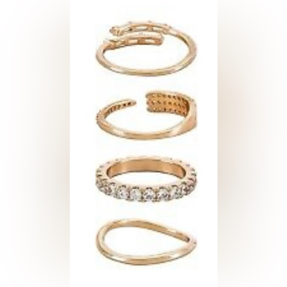 ettika Crystal Embellished 18K Gold Plated Ring Set